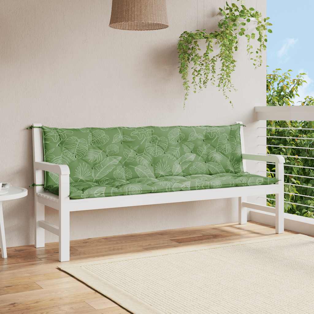 Cuscini Panca Giardino 2 pz Motivo a Foglie Tessuto