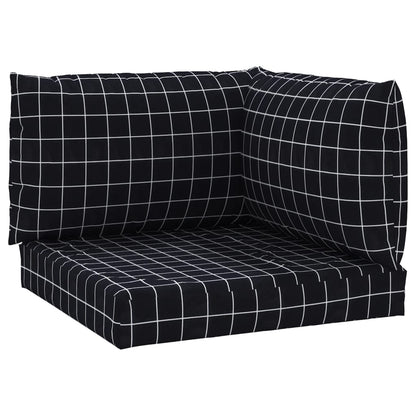 Cuscini per Pallet 3 pz Motivo a Quadri Nero in Tessuto Oxford - homemem39