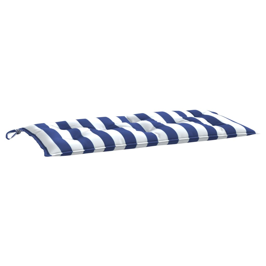 Cuscino Panca Giardino Righe Bianche e Blu 110x50x7 cm Tessuto