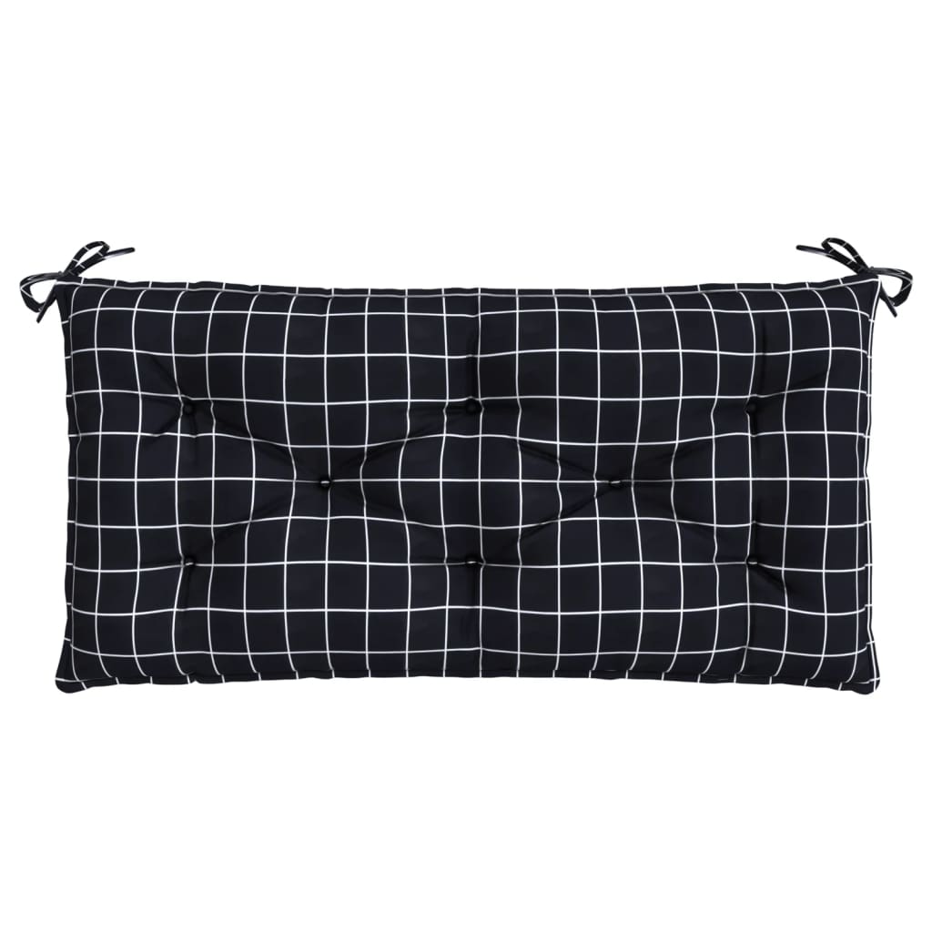 Cuscino Panca Giardino Motivo a Quadri Nero 110x50x7 cm Tessuto | homemem39