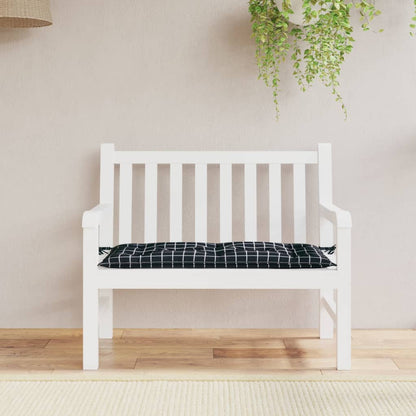 Cuscino Panca Giardino Motivo a Quadri Nero 110x50x7 cm Tessuto | homemem39