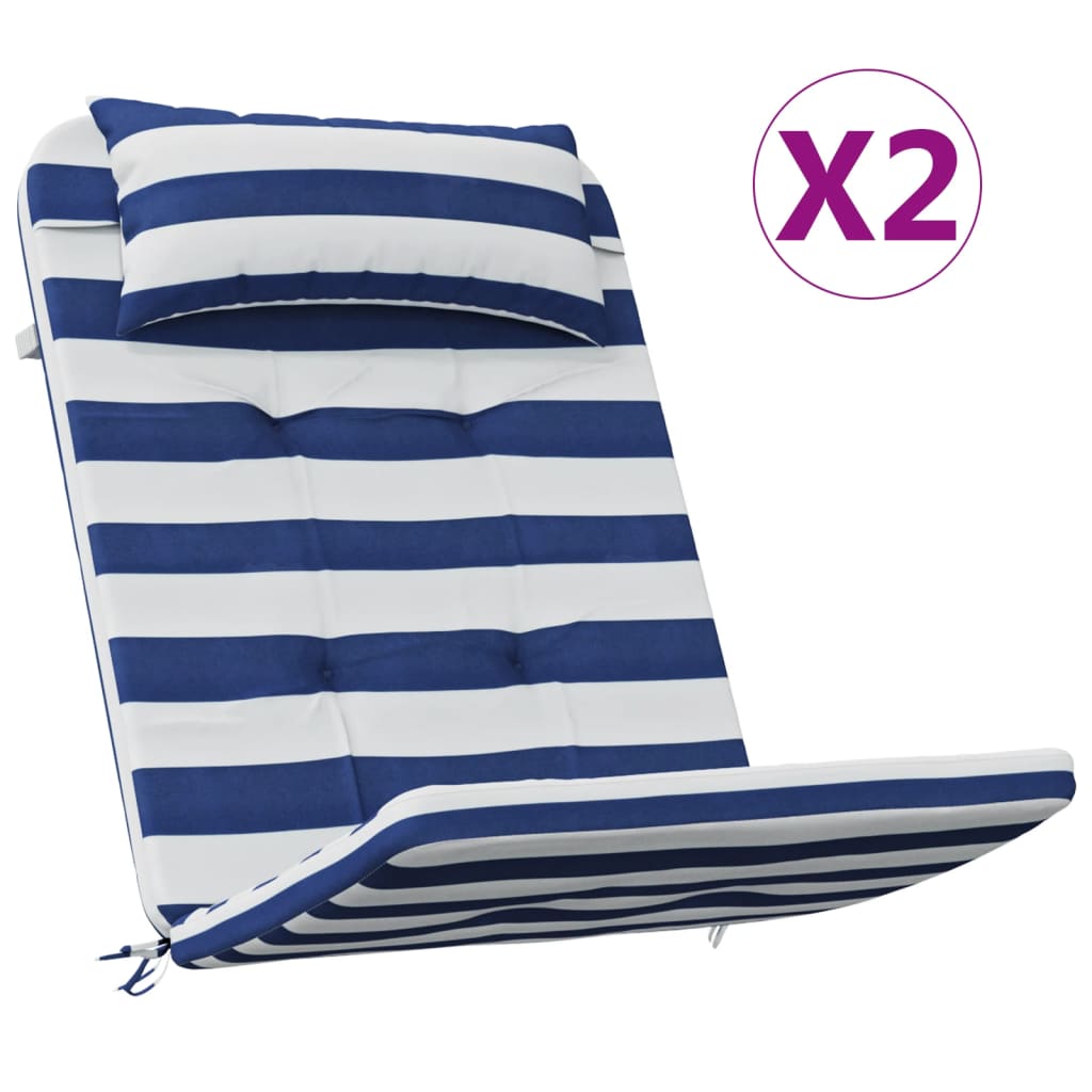 Cuscini Sedia Adirondack 2pz Strisce Bianche Blu Tessuto Oxford | homemem39