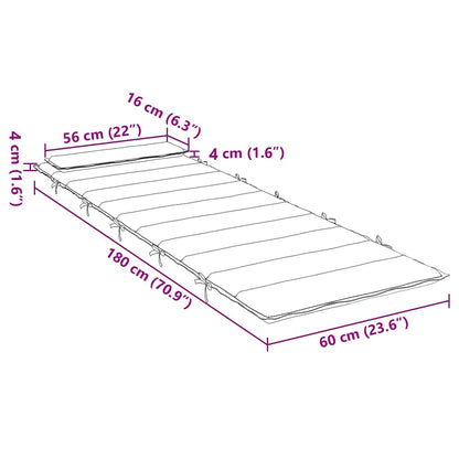 Cuscino per Lettino Verde 180x60x4 cm in Tessuto Oxford | homemem39