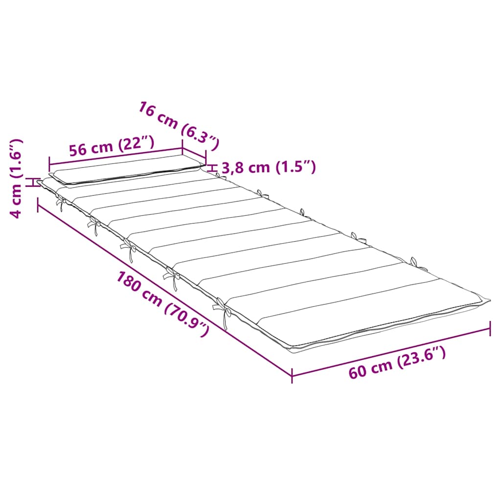 Cuscino per Lettino Rosso 180x60x4 cm in Tessuto Oxford | homemem39