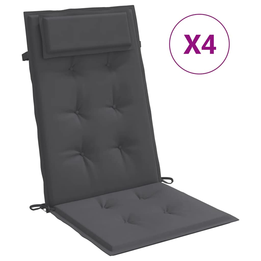 Cuscini per Sedia Schienale Alto 4 pz Antracite Tessuto Oxford | homemem39