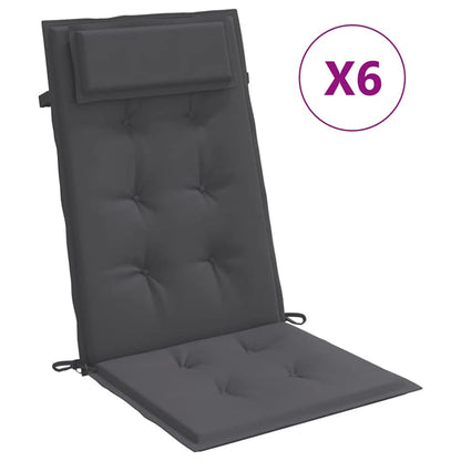 Cuscini per Sedia Schienale Alto 6 pz Antracite Tessuto Oxford | homemem39