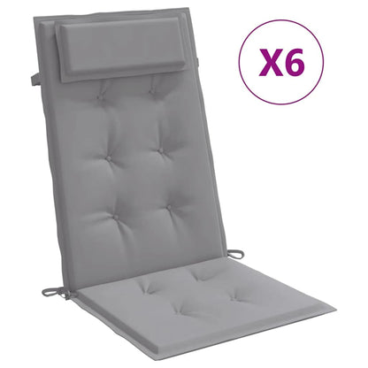 Cuscini per Sedia con Schienale Alto 6 pz Tessuto Oxford