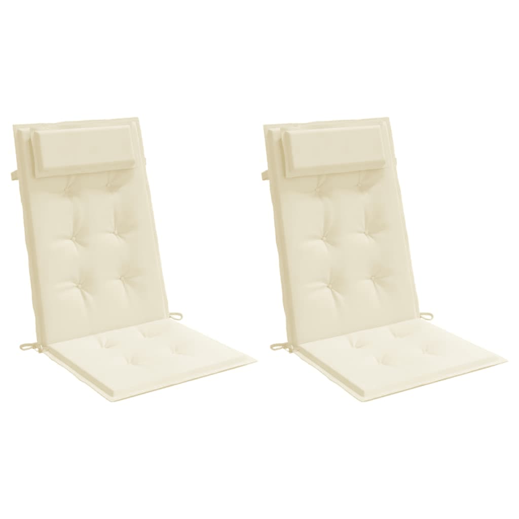 Cuscini per Sedia con Schienale Alto 2 pz Crema Tessuto Oxford | homemem39
