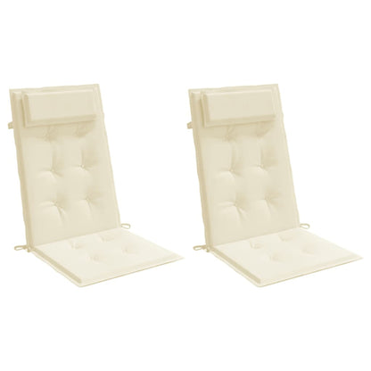 Cuscini per Sedia con Schienale Alto 2 pz Crema Tessuto Oxford | homemem39