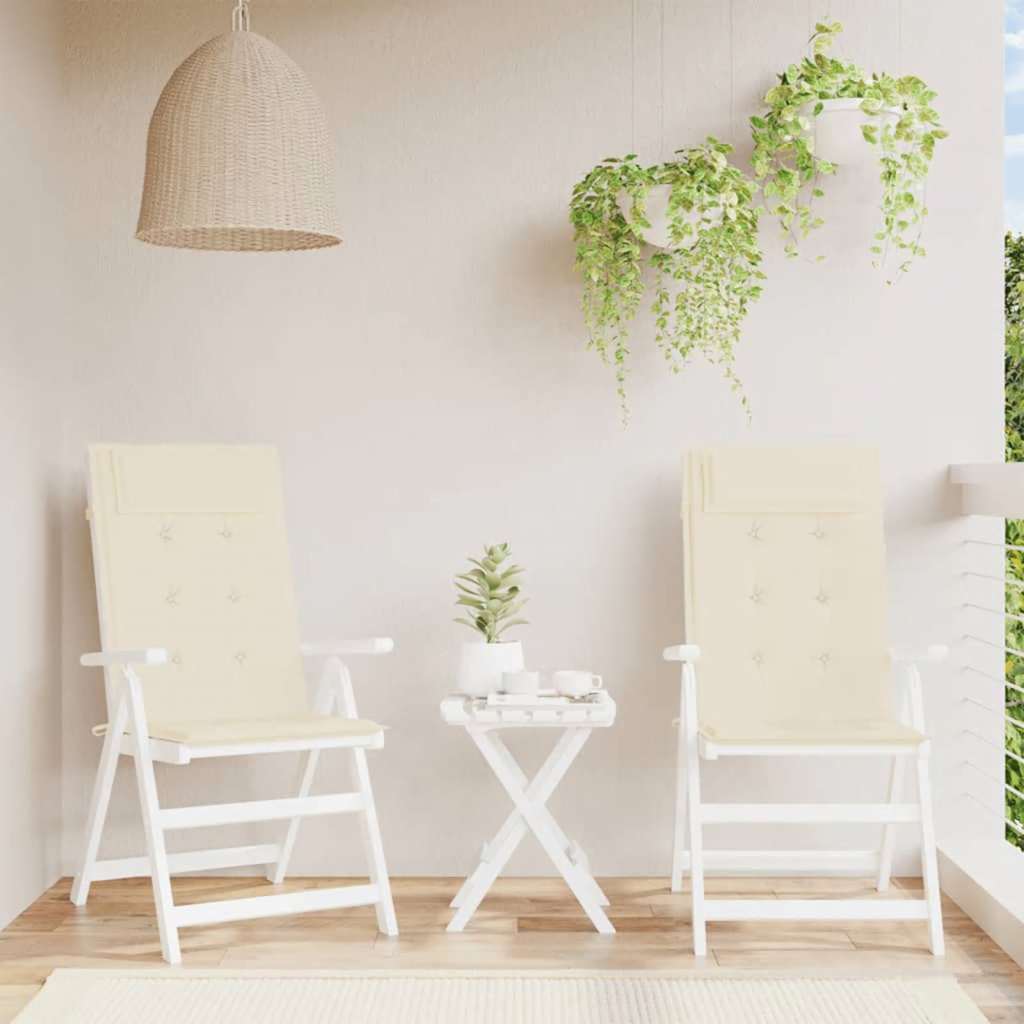 Cuscini per Sedia con Schienale Alto 2 pz Crema Tessuto Oxford | homemem39