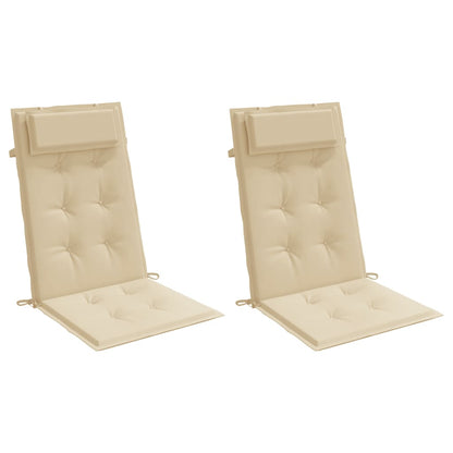 Cuscini per Sedia con Schienale Alto 2 pz Beige Tessuto Oxford - homemem39