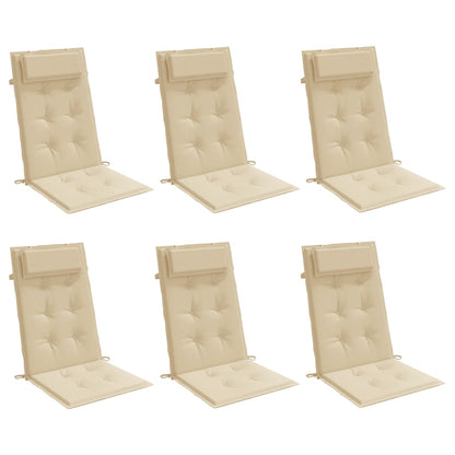 Cuscini per Sedia con Schienale Alto 6 pz Beige Tessuto Oxford - homemem39