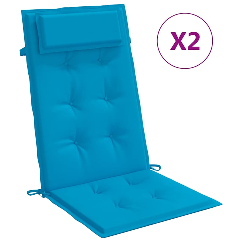 Cuscini Sedia con Schienale Alto 2 pz Blu Chiaro Tessuto Oxford | homemem39