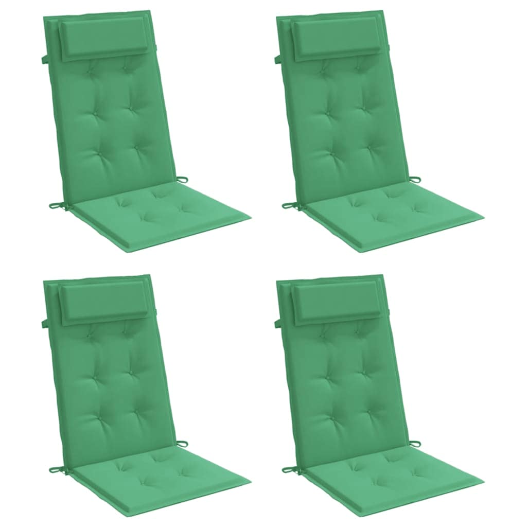 Cuscini per Sedia con Schienale Alto 4 pz Verde Tessuto Oxford