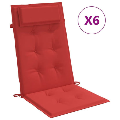 Cuscini per Sedia con Schienale Alto 6 pz Rosso Tessuto Oxford | homemem39
