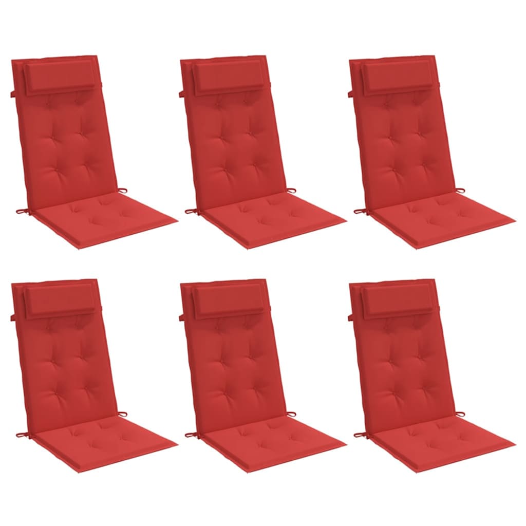 Cuscini per Sedia con Schienale Alto 6 pz Rosso Tessuto Oxford | homemem39