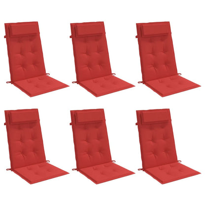 Cuscini per Sedia con Schienale Alto 6 pz Rosso Tessuto Oxford | homemem39