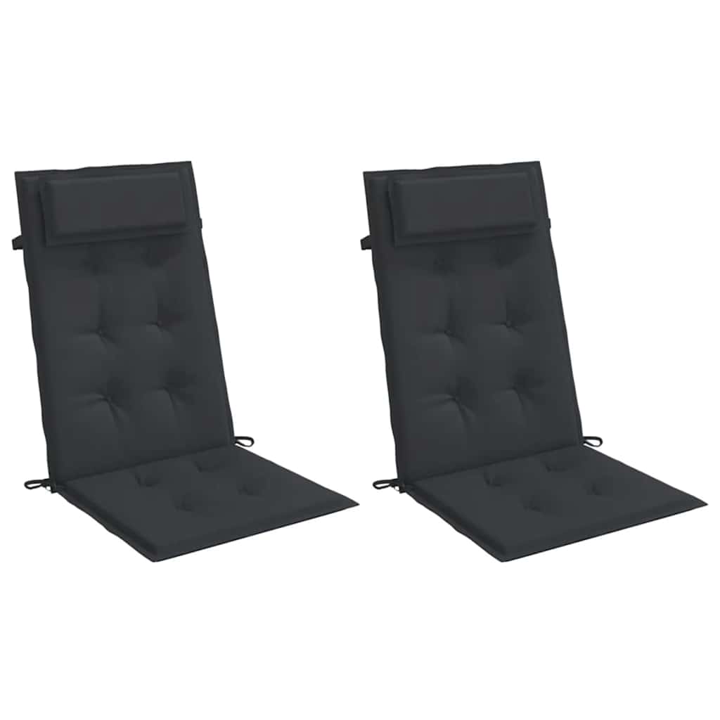 Cuscini per Sedia con Schienale Alto 2pz Nero in Tessuto Oxford | homemem39