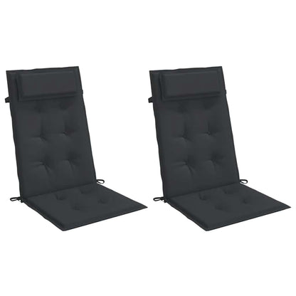 Cuscini per Sedia con Schienale Alto 2pz Nero in Tessuto Oxford | homemem39