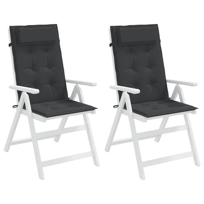 Cuscini per Sedia con Schienale Alto 2pz Nero in Tessuto Oxford