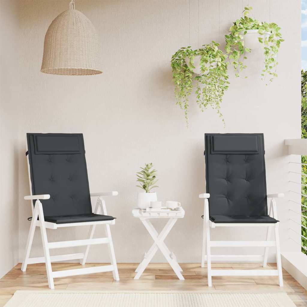 Cuscini per Sedia con Schienale Alto 2pz Nero in Tessuto Oxford | homemem39