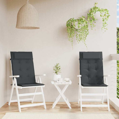 Cuscini per Sedia con Schienale Alto 2pz Nero in Tessuto Oxford | homemem39