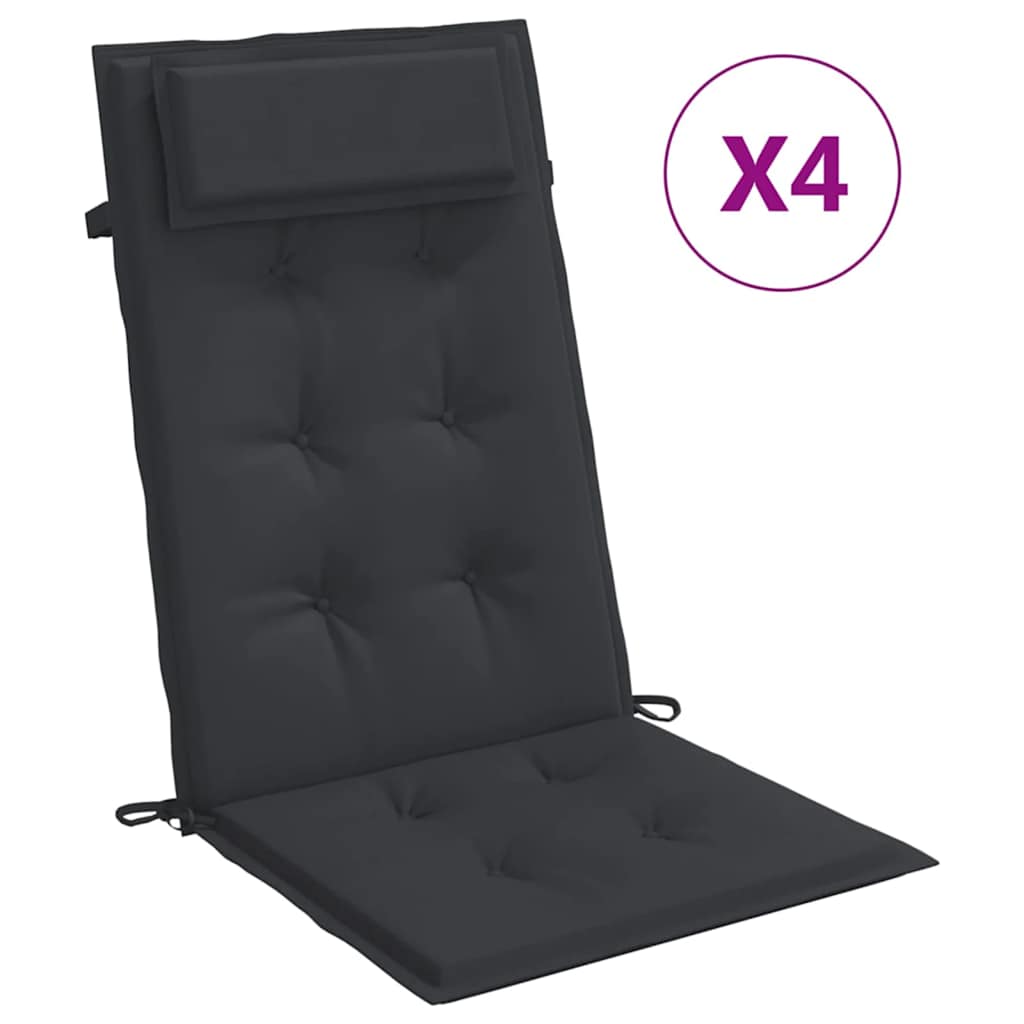 Cuscini per Sedia con Schienale Alto 4pz Nero in Tessuto Oxford | homemem39