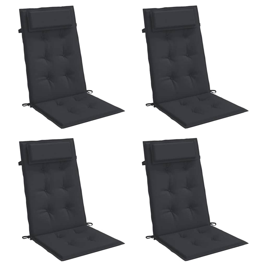 Cuscini per Sedia con Schienale Alto 4pz Nero in Tessuto Oxford | homemem39