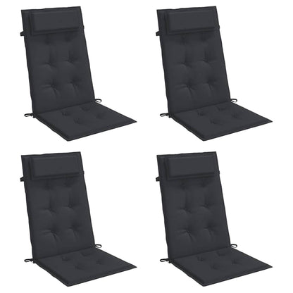 Cuscini per Sedia con Schienale Alto 4pz Nero in Tessuto Oxford | homemem39