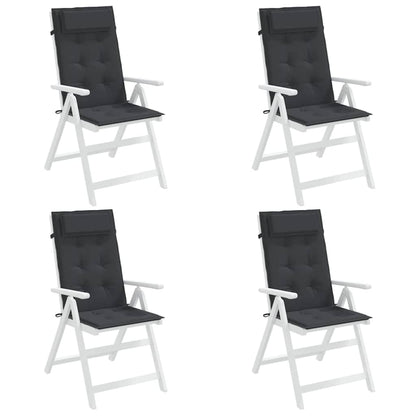 Cuscini per Sedia con Schienale Alto 4pz Nero in Tessuto Oxford