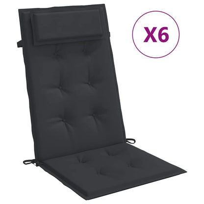 Cuscini per Sedia con Schienale Alto 6pz Nero in Tessuto Oxford | homemem39