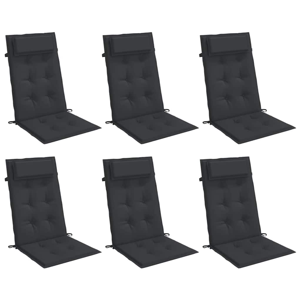 Cuscini per Sedia con Schienale Alto 6pz Nero in Tessuto Oxford | homemem39