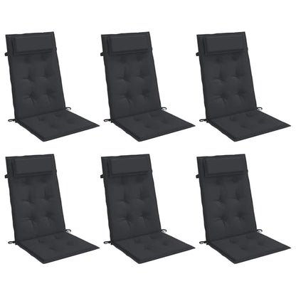 Cuscini per Sedia con Schienale Alto 6pz Nero in Tessuto Oxford | homemem39