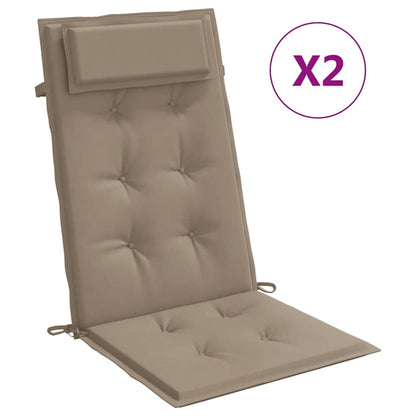 Cuscini per Sedia con Schienale Alto 2pz Tortora Tessuto Oxford | homemem39