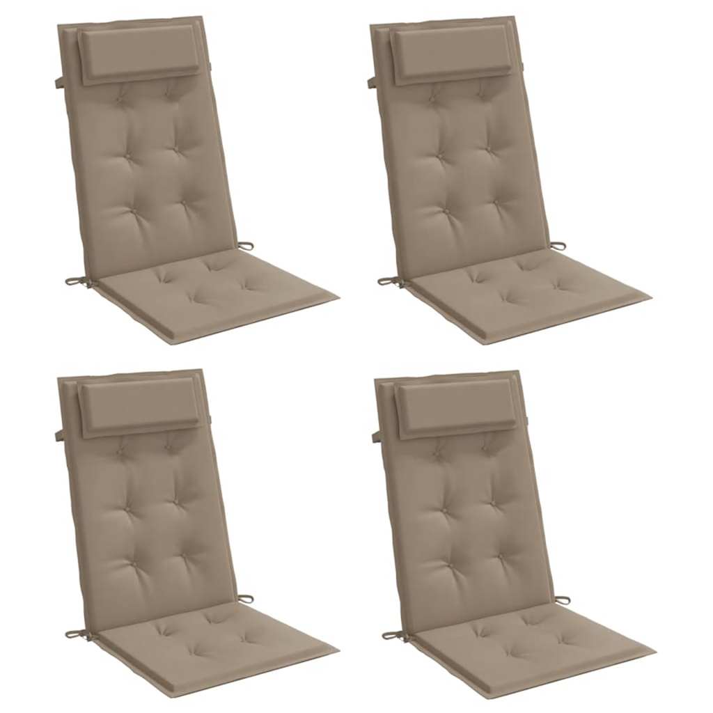 Cuscini per Sedia con Schienale Alto 4pz Tortora Tessuto Oxford | homemem39