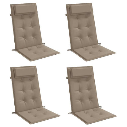 Cuscini per Sedia con Schienale Alto 4pz Tortora Tessuto Oxford | homemem39