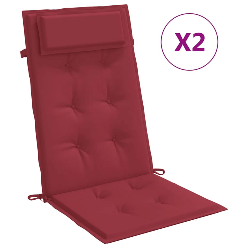 Cuscini Sedia con Schienale Alto 2 pz Rosso Vino Tessuto Oxford | homemem39