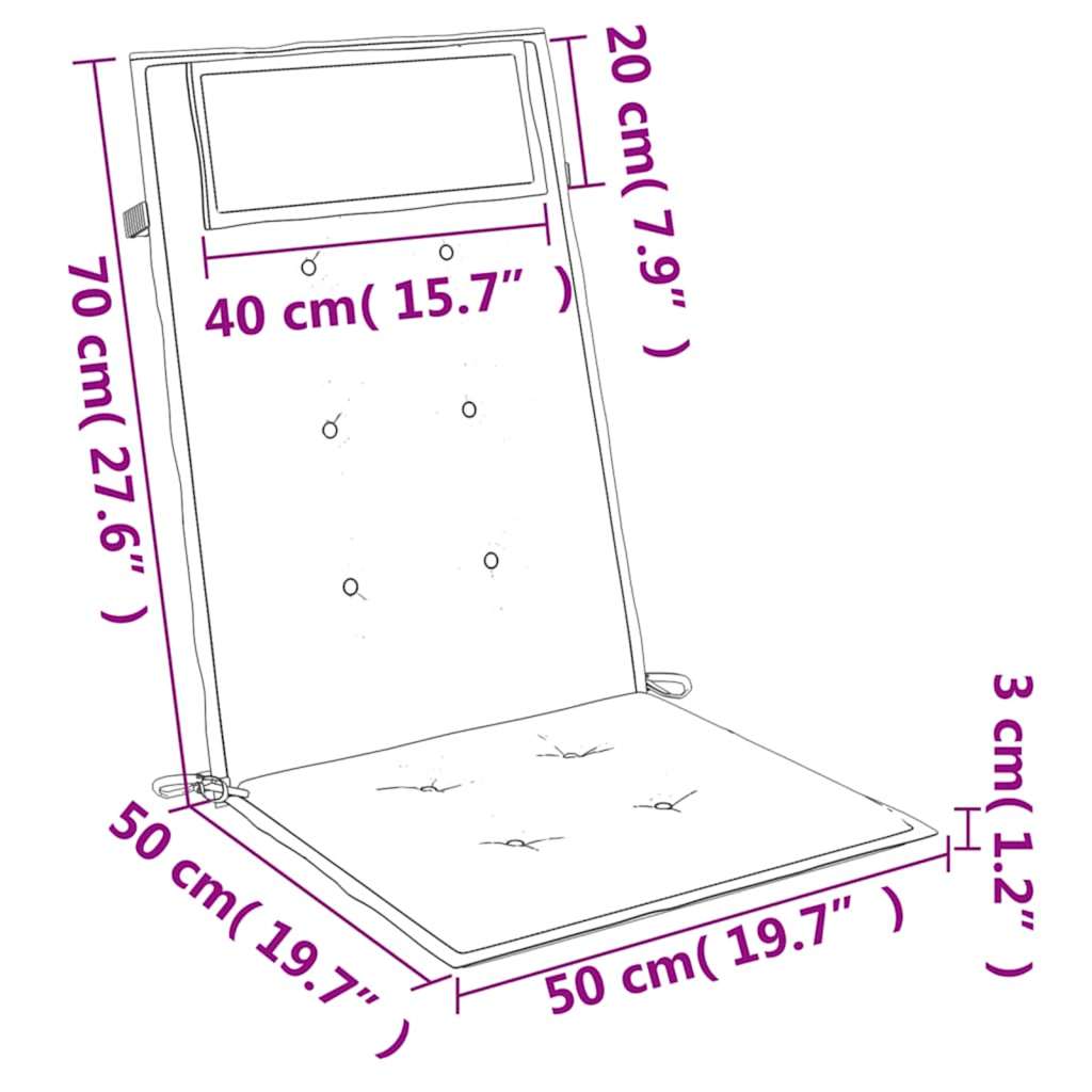 Cuscini Sedia con Schienale Alto 2 pz Rosso Vino Tessuto Oxford | homemem39