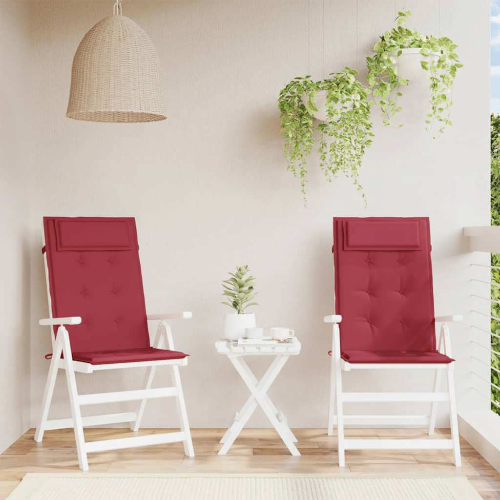 Cuscini Sedia con Schienale Alto 2 pz Rosso Vino Tessuto Oxford | homemem39