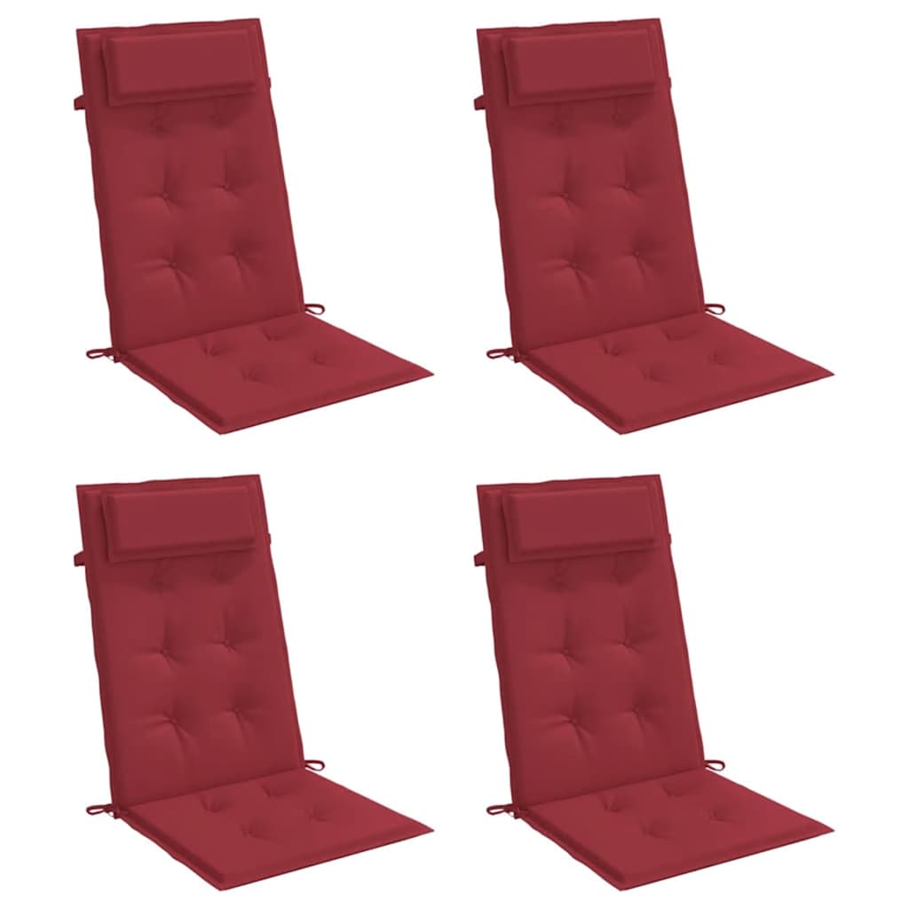 Cuscini Sedia con Schienale Alto 4 pz Rosso Vino Tessuto Oxford | homemem39