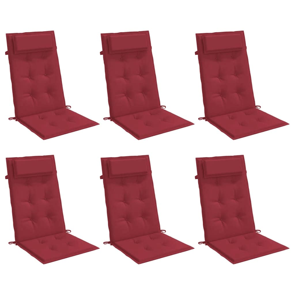 Cuscini Sedia con Schienale Alto 6 pz Rosso Vino Tessuto Oxford | homemem39