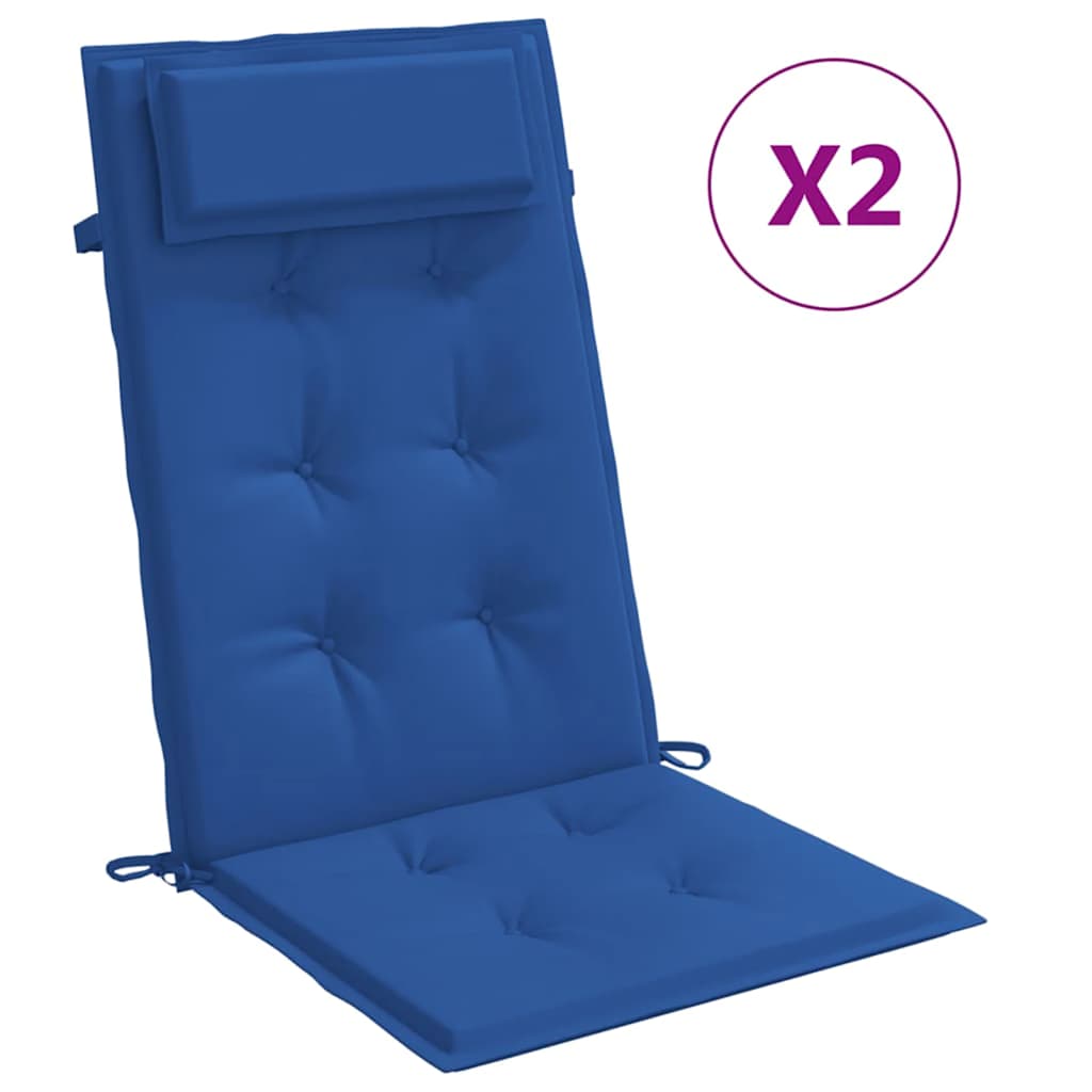 Cuscini Sedia con Schienale Alto 2 pz Blu Reale Tessuto Oxford | homemem39