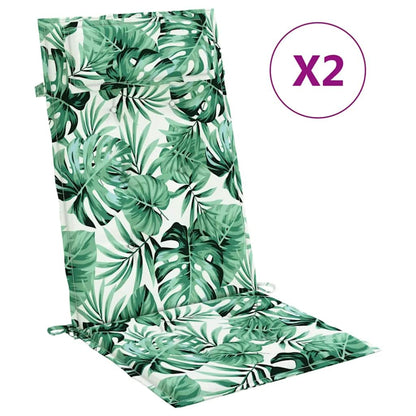 Cuscini Sedia Schienale Alto 2 pz Motivo Foglie Tessuto Oxford | homemem39