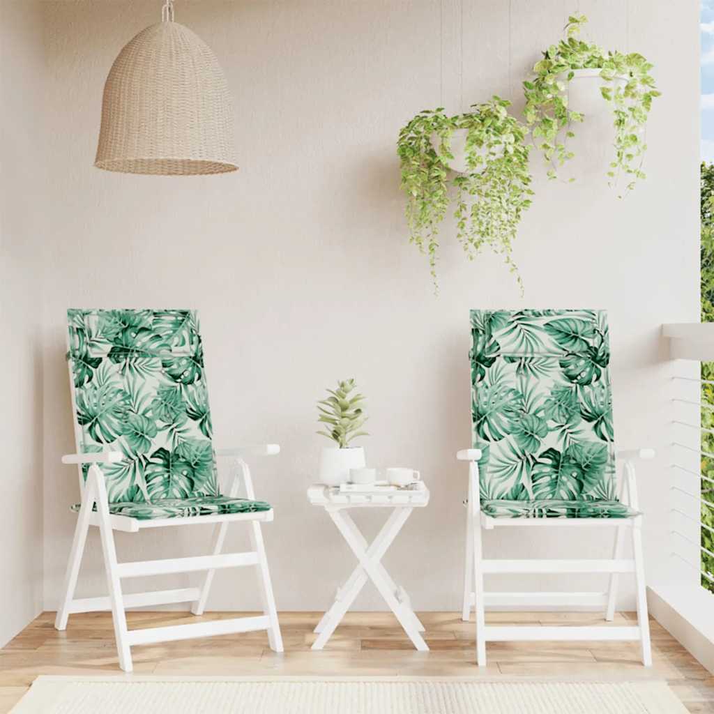 Cuscini Sedia Schienale Alto 2 pz Motivo Foglie Tessuto Oxford | homemem39