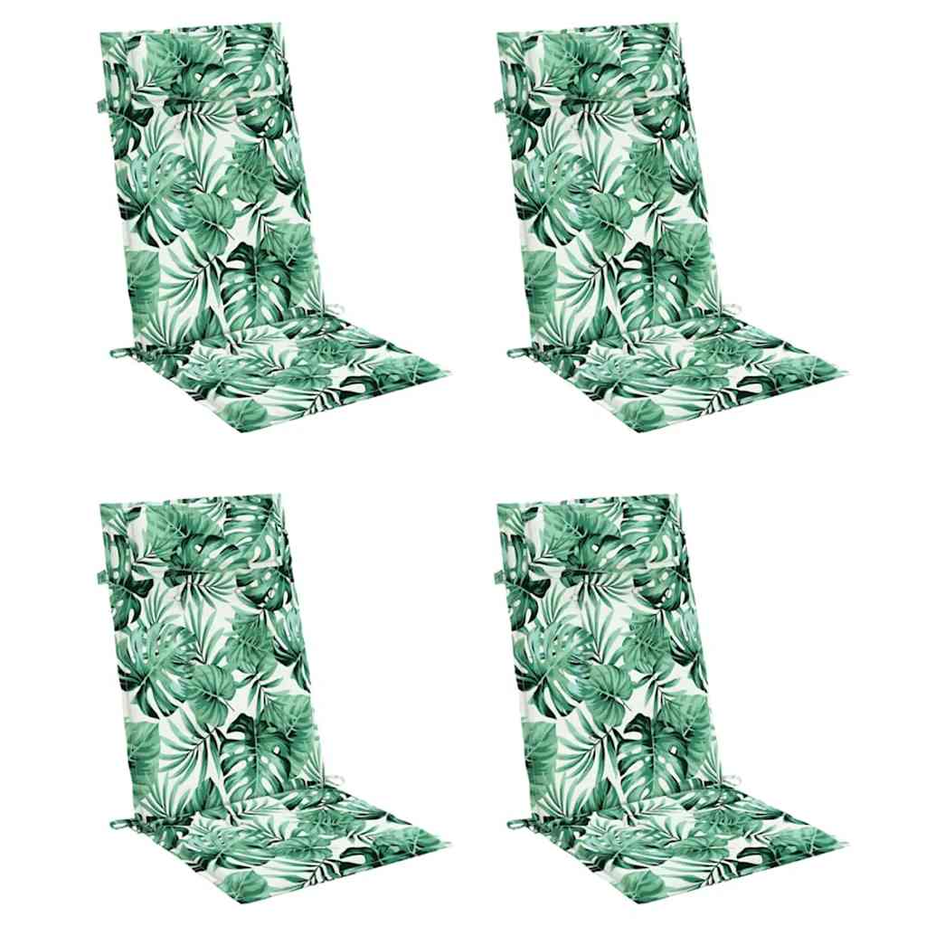 Cuscini Sedia Schienale Alto 4 pz Motivo Foglie Tessuto Oxford | homemem39