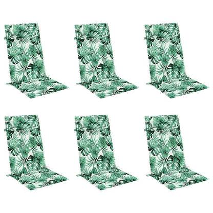 Cuscini Sedia Schienale Alto 6 pz Motivo Foglie Tessuto Oxford