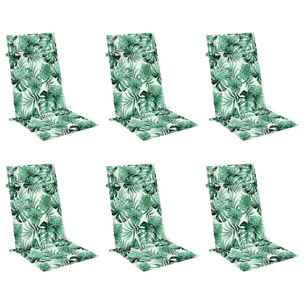 Cuscini Sedia Schienale Alto 6 pz Motivo Foglie Tessuto Oxford - homemem39