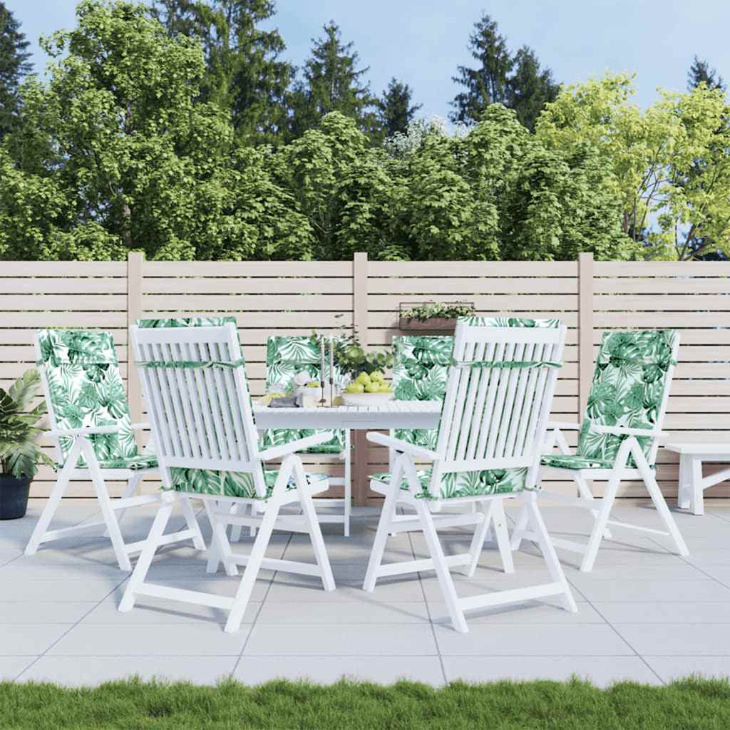 Cuscini Sedia Schienale Alto 6 pz Motivo Foglie Tessuto Oxford - homemem39