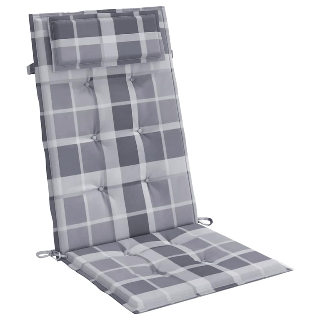 Cuscini Sedia Schienale Alto 2pz a Quadri Grigio Tessuto Oxford | homemem39