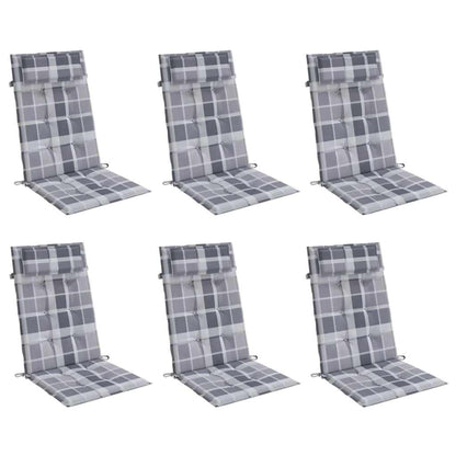 Cuscini Sedia Schienale Alto 6pz a Quadri Grigio Tessuto Oxford | homemem39